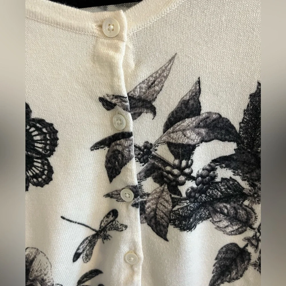 TALBOTS short sleeve lightweight garden sweater in black and off white - Picture 3 of 4